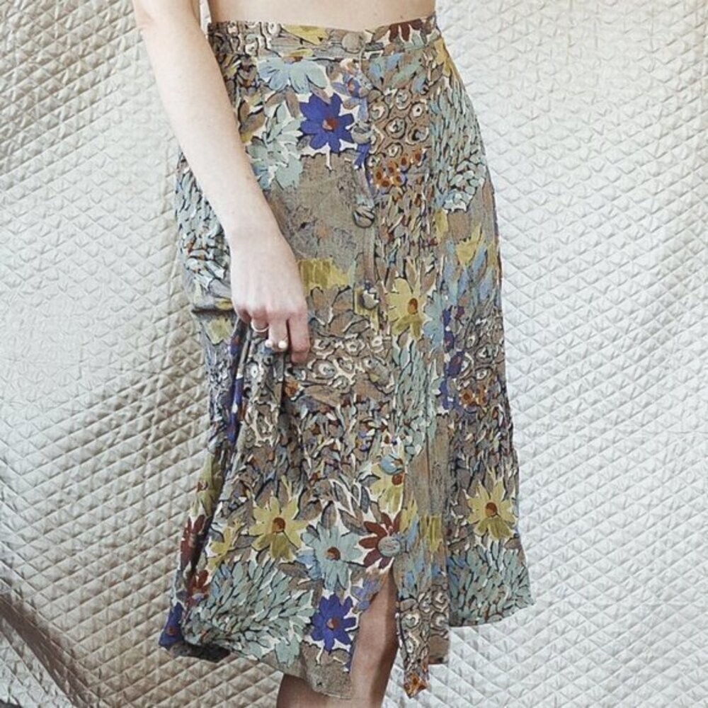 Vintage CM Petites Floral Skirt and Blouse Set